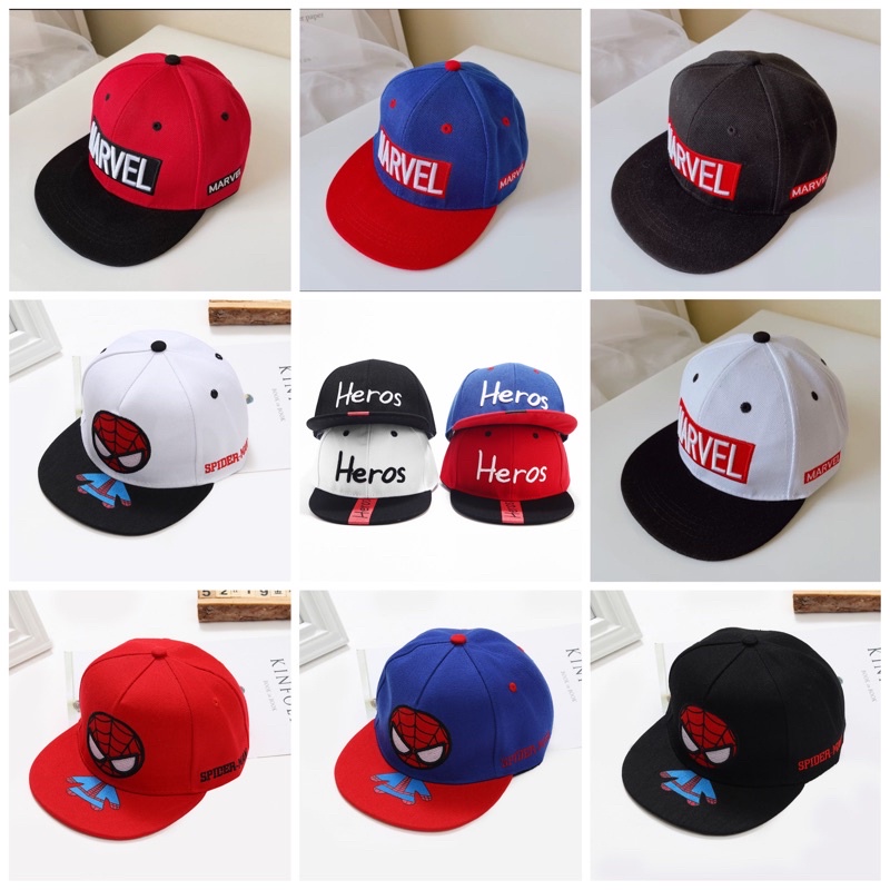 Mũ hiphop mũ snapback siêu nhân người nhện cho bé mũ bóng chày trẻ em