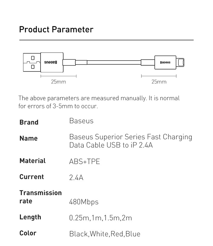 Cáp sạc lightning Baseus Superior Series Fast Charging Data Cable cho iPhone/ iPad 