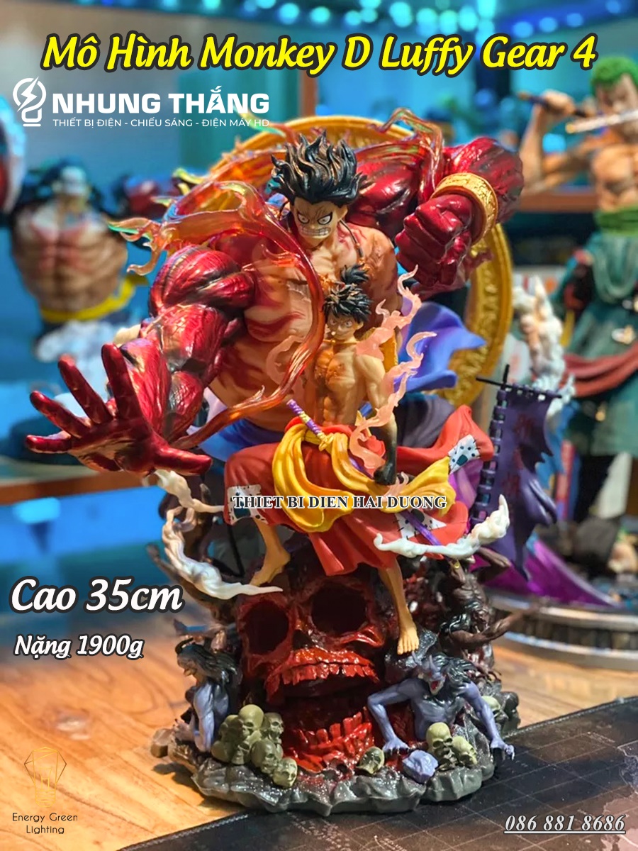 Mô Hình One Piece Monkey D Luffy Gear 4 Cao Cấp OP-001 - Có Đèn LED - Chiến Đấu Thần Fudo Kaido - 2 Đầu Thế - CÓ VIDEO