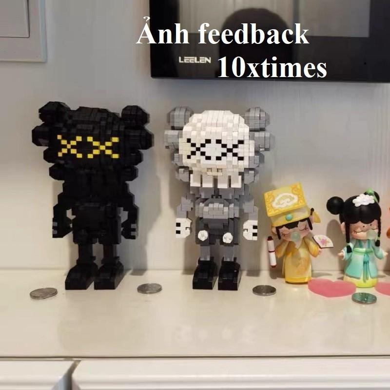 Đồ chơi lắp ráp (size 16cm) lego 3D đồ chơi giáo dục lắp ráp mô hình nhân vật Kaws bearbick dễ thương, quà tặng sinh nhật bạn trai gái