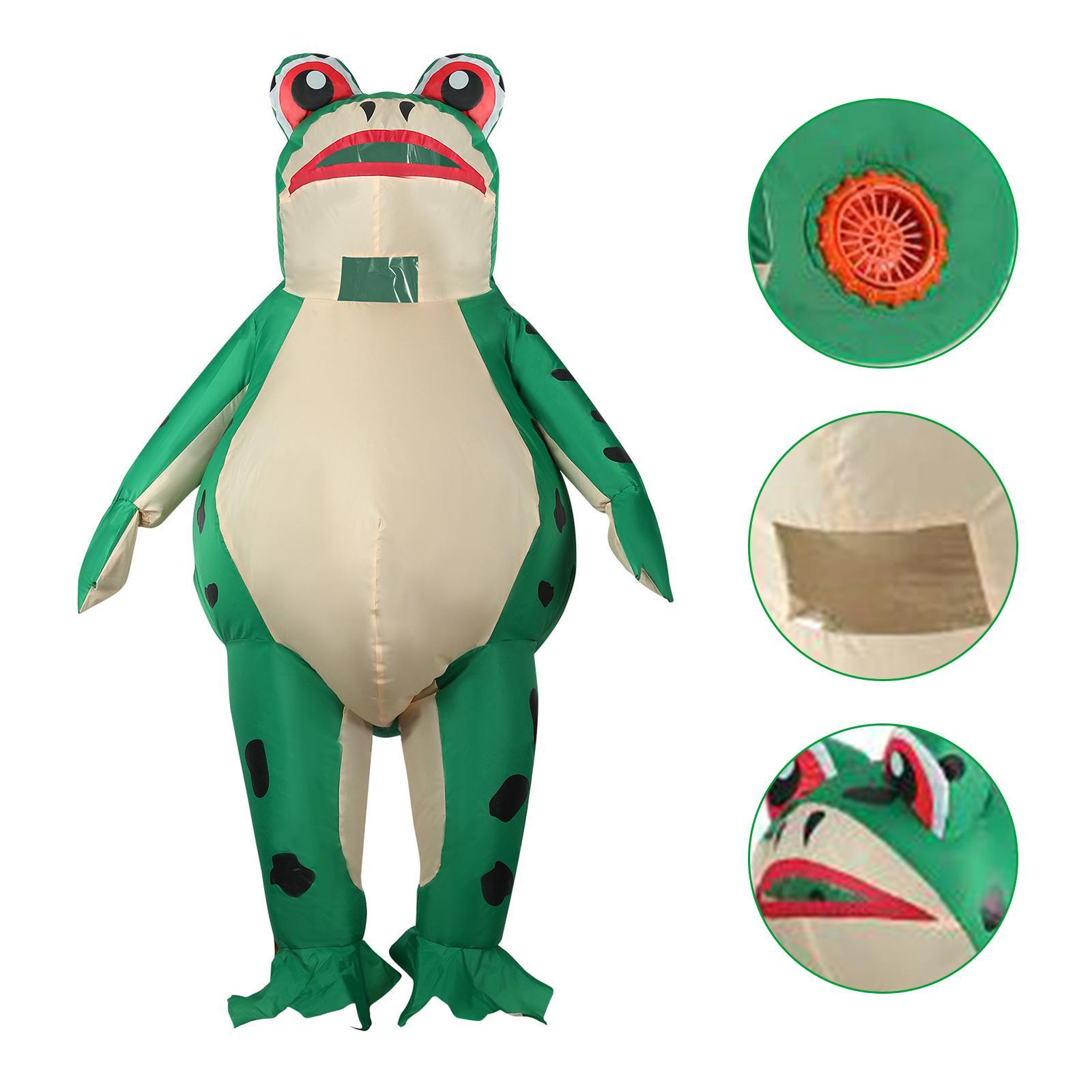 Inflatable Costume Frog, Cute Frog Clothing Party Dress up Carnival Cartoon Full Body Suit Halloween Party Cosplay for Kids Adult Men Women Unisex