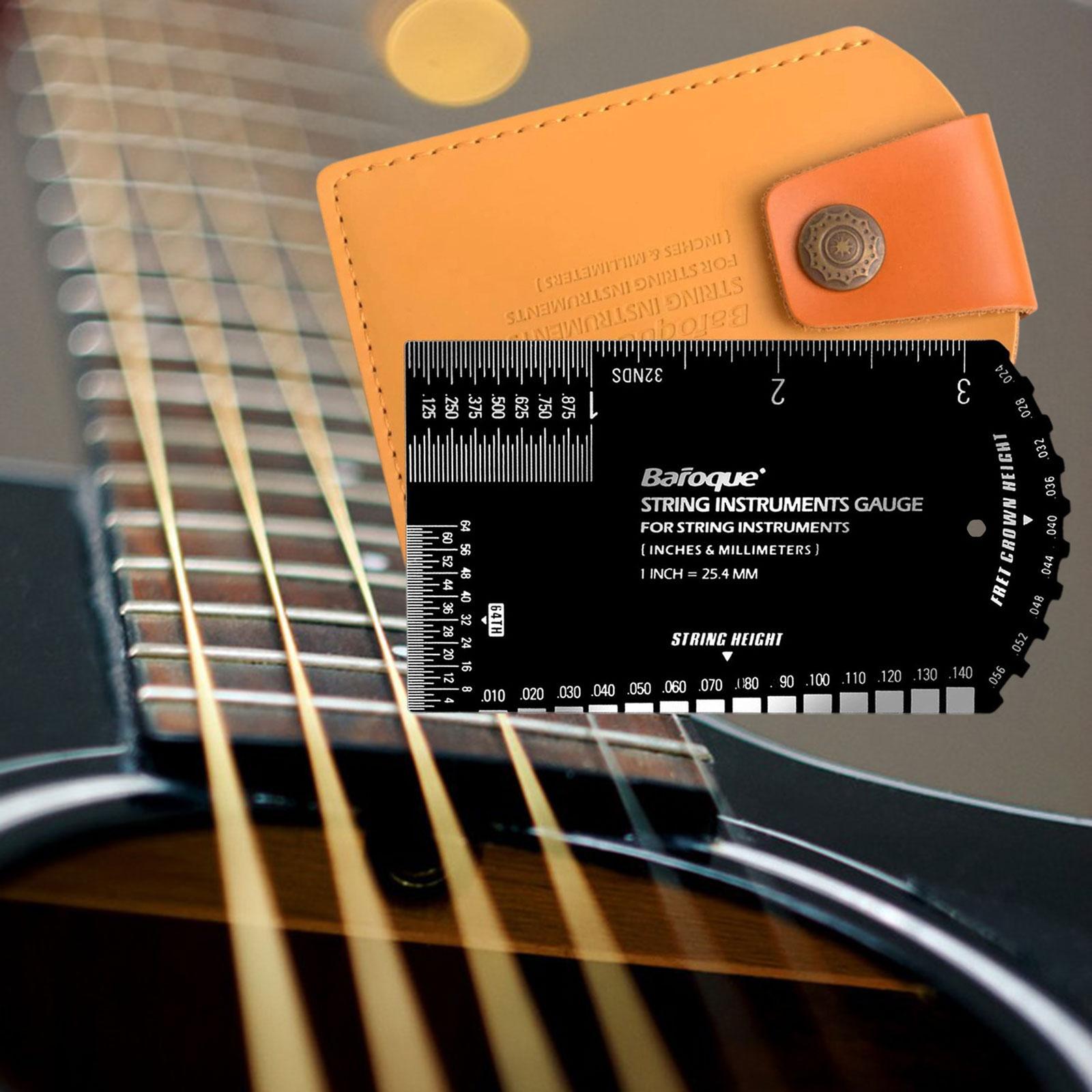 String Action Gauge Ruler Guitar Set Up Ruler Gauge for Bass Electric Bass Ukulele