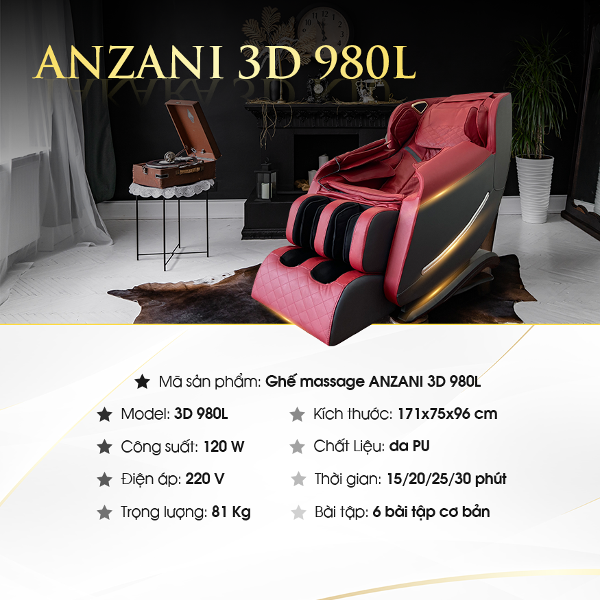 Ghế massage toàn thân Anzani 3D-980L