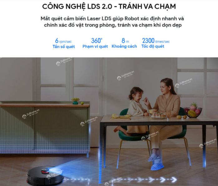 Robot Hút Bụi Lau Nhà Xiaomi Mijia Omni Global Tự Động Đổ Rác Tự Giặt Sấy Giẻ Khí Nóng Camera Ai Trí Tuệ Nhân Tạo Diện Tích 200 m2 - Hàng Nhập Khẩu