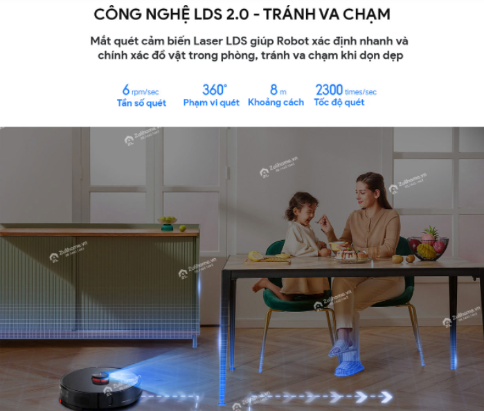 Robot Hút Bụi Lau Nhà XIAOMI Lydsto R1 Diện Tích Hoạt Động 200m2 Công Suất 50W Áp Suất 2,700 Pa - Hàng Chính Hãng