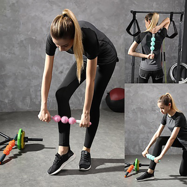 Thanh Lăn Massage Cơ Bắp 3 Bóng Roller Stick Tập Gym Yoga
