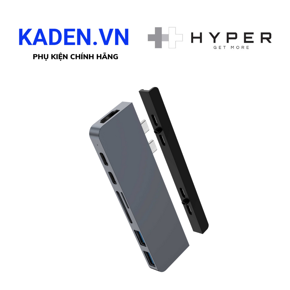 Cổng Chuyển Đổi HYPERDRIVE DUO 7-IN-2  HDMI 4K60HZ With Cable USB-C HUB FOR MACBOOK/IPADPRO/LAPTOP/SMARTPHONE -HD28C- GR - Hàng Chính Hãng
