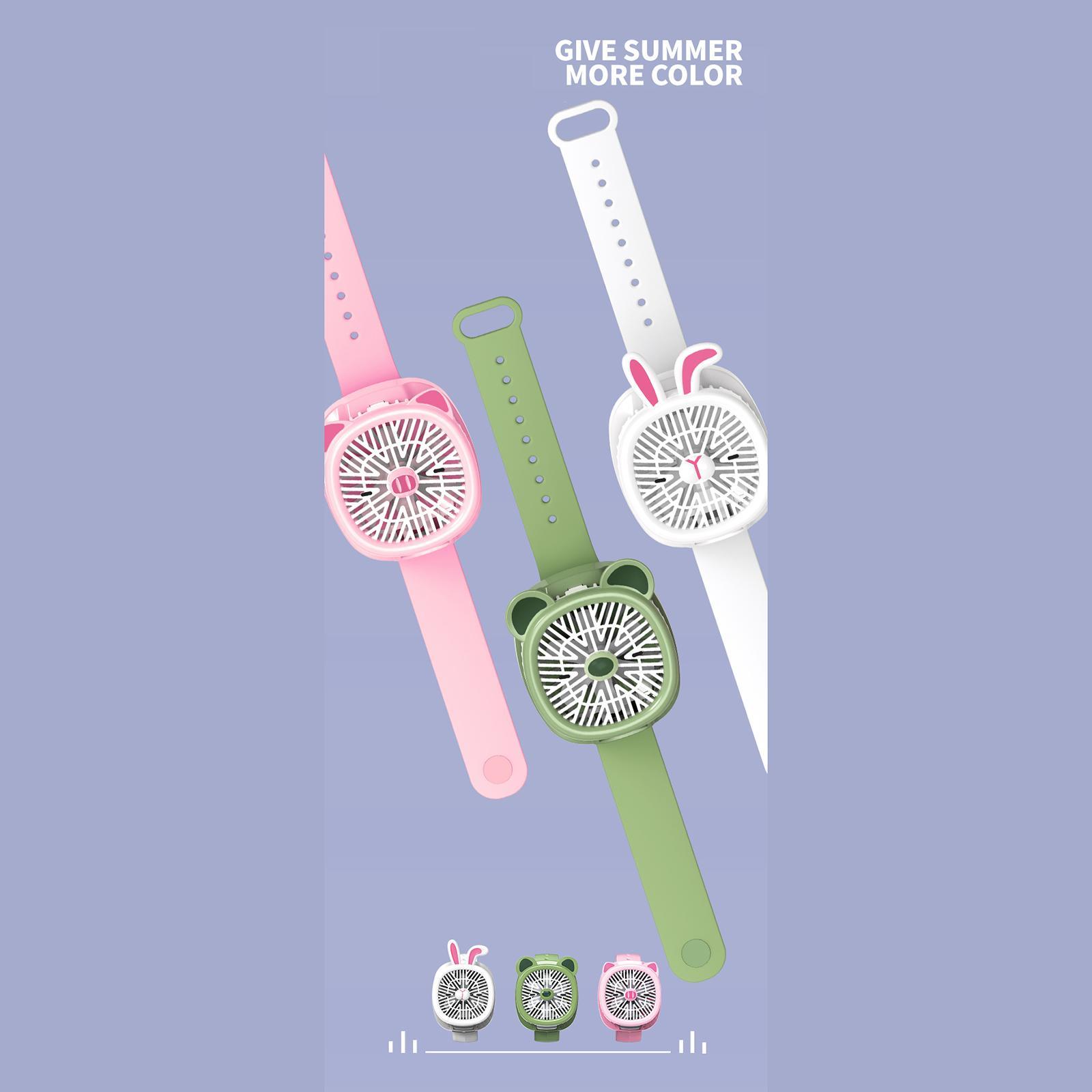 Mini Watch Fan Handheld Compact for Children Adults Travel White