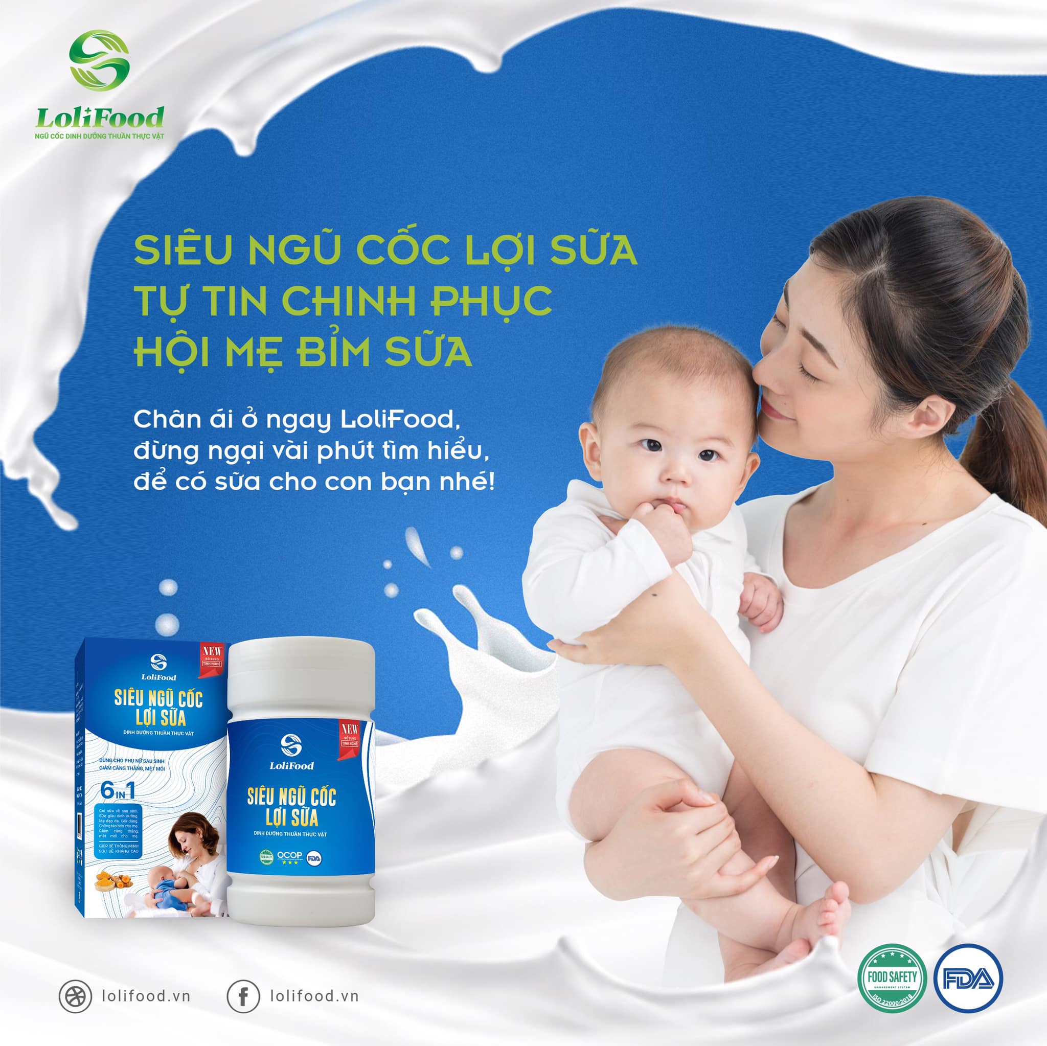Ngũ Cốc Lợi Sữa LoliFood,100% Hữu Cơ, Siêu Ngũ Cốc 6in1, Ngũ Cốc Dinh Dưỡng Kích Sữa, Dinh Dưỡng cho Mẹ Bé, Bé Khoẻ Hộp 500gr