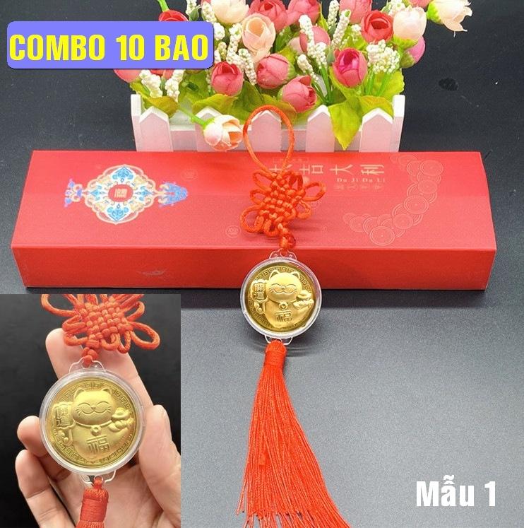 Combo 10 dây treo Xu hình con Mèo Vàng , Treo ô tô, cửa nhà, xe đạp. Làm quà tặng dịp Lễ, Tết - Mẫu 1 - PASA COLLECTION