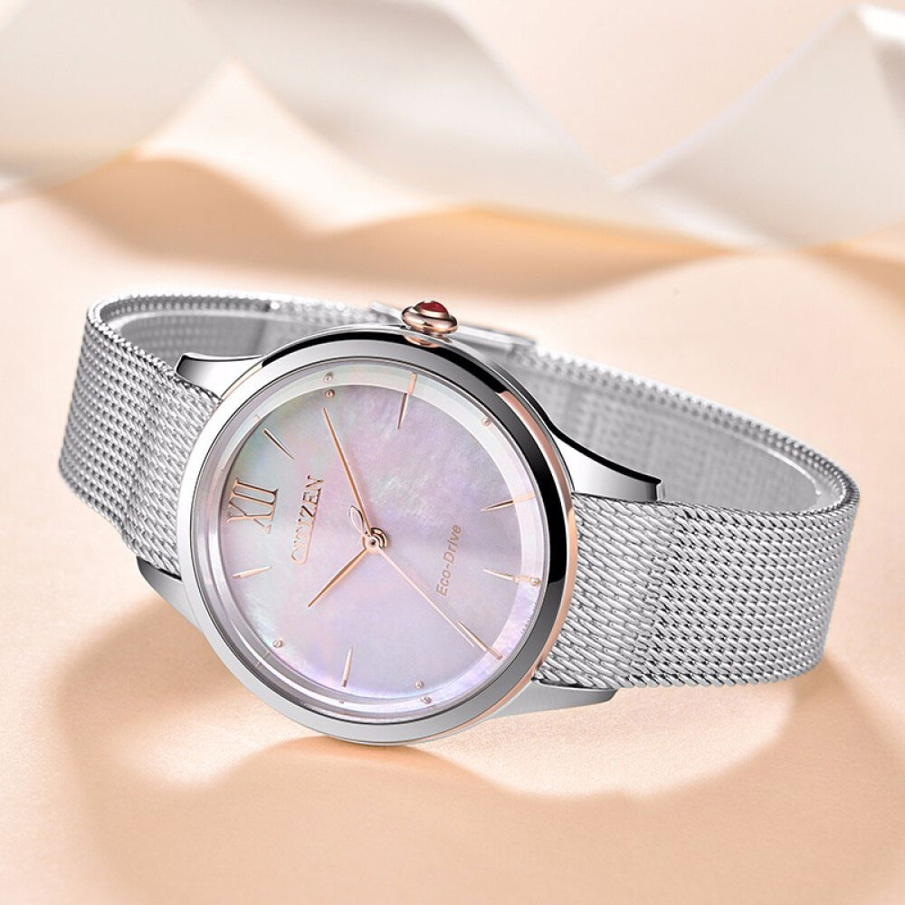 Đồng Hồ Nữ Citizen Eco-Drive Dây Thép Không Gỉ EM0816-88Y - Mặt Xà Cừ (32.5mm)