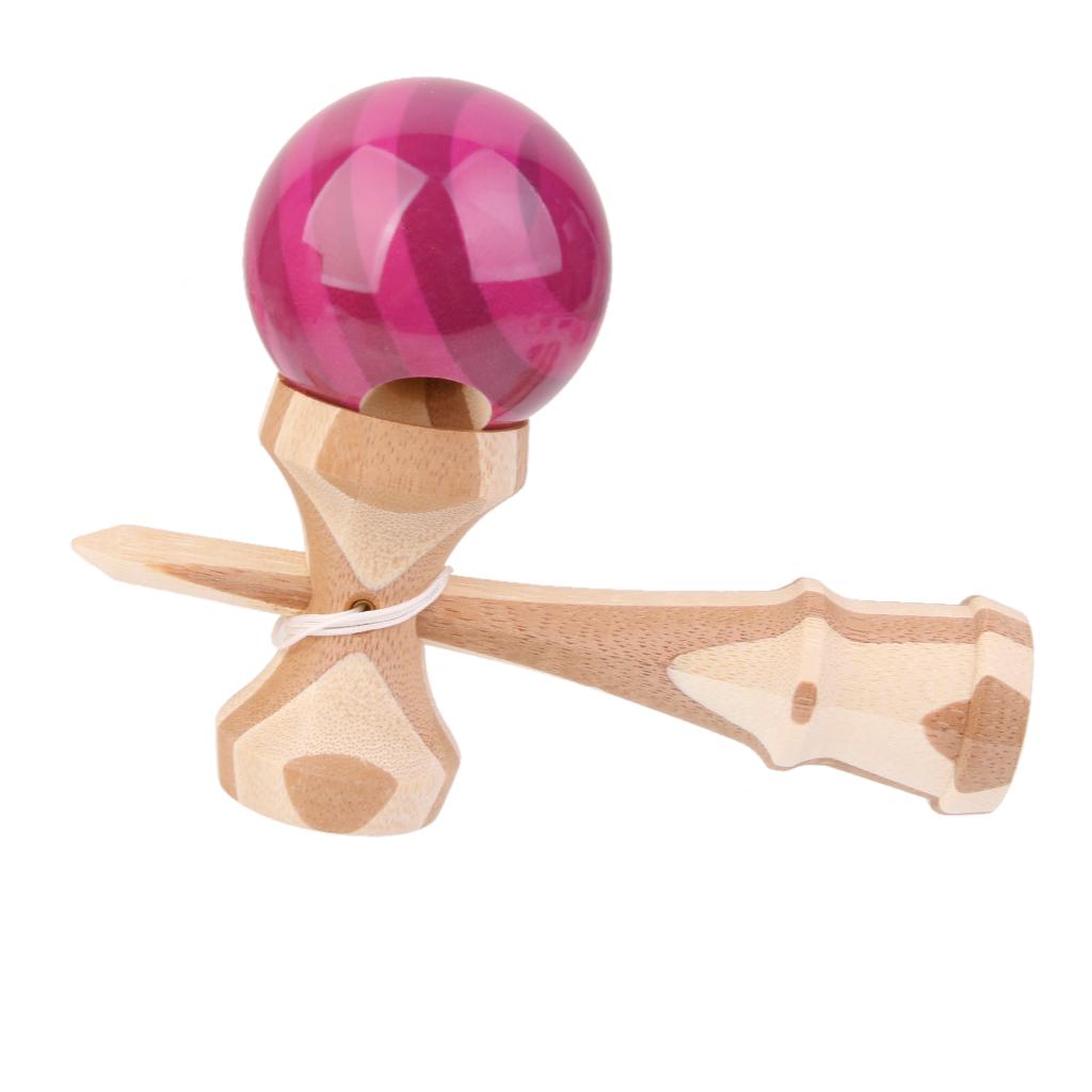 Kendama Japanese Ball Bamboo Tossing Catching Skill Game Toys Blue & Purple