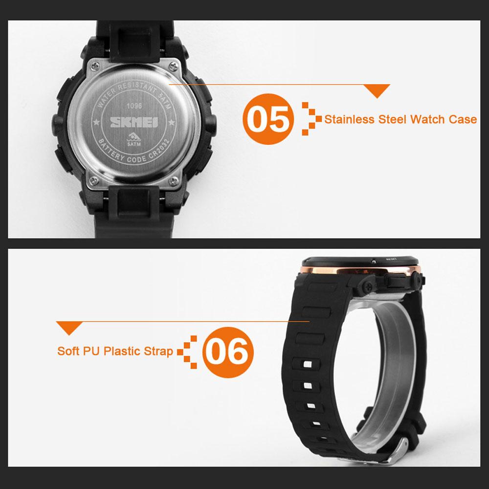 Đồng hồ thể thao Mặt số lớn 5ATM Chống nước Unisex đa chức năng 
SKMEI