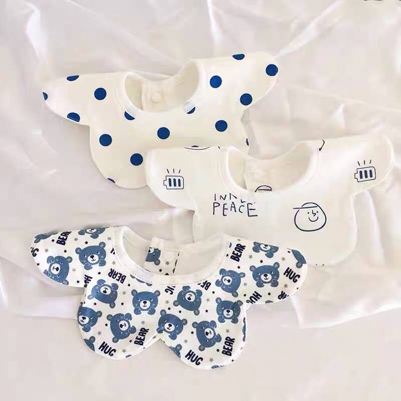 ( ẢNH THẬT ) Set 3 Yếm Hoa Tròn Xoay 360 độ 100% Cotton Cho Bé