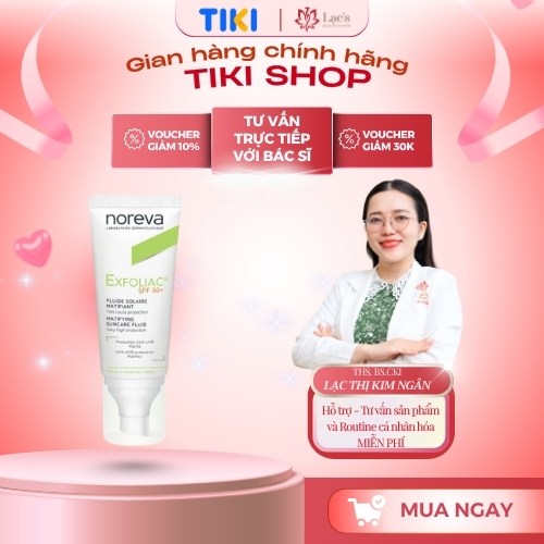 Kem chống nắng dành cho da dầu mụn Noreva EXFOLIAC MATIFYING SUNCARE FLUID SPF50+ 40ML