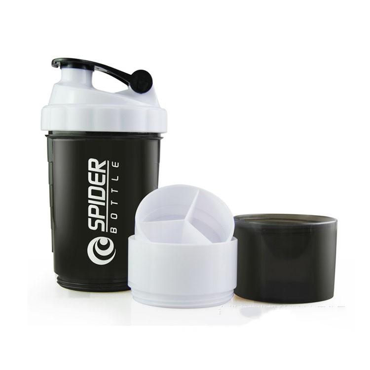 Bình nước thể thao - bình nước tập gym 3 ngăn 650ml
