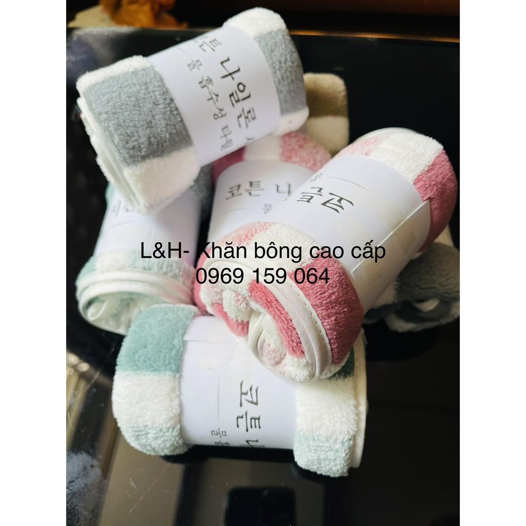 Khăn mặt lông cừu, kẻ mờ, KT 30x50cm
