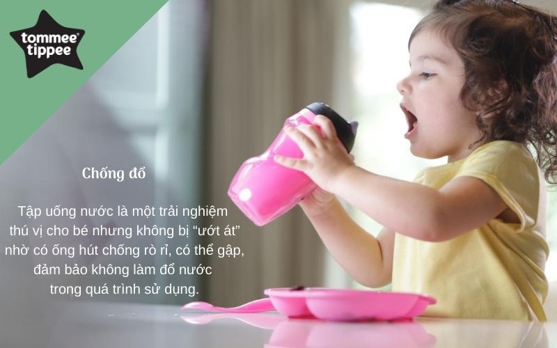 Bình uống nước giữ nhiệt có ống hút cho bé Tommee Tippee 260ml từ 12 tháng - Insulated Straw Hồng