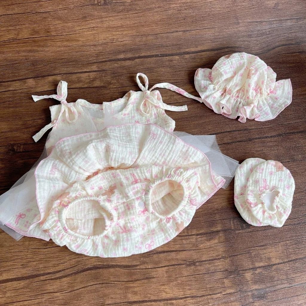 SET BODY VÁY ĐÍNH NƠ HỌA TIẾT HOA CHO BÉ GÁI SƠ SINH 1 2 TUỔI TỪ 3-11KG DÀNH CHO BÉ GÁI