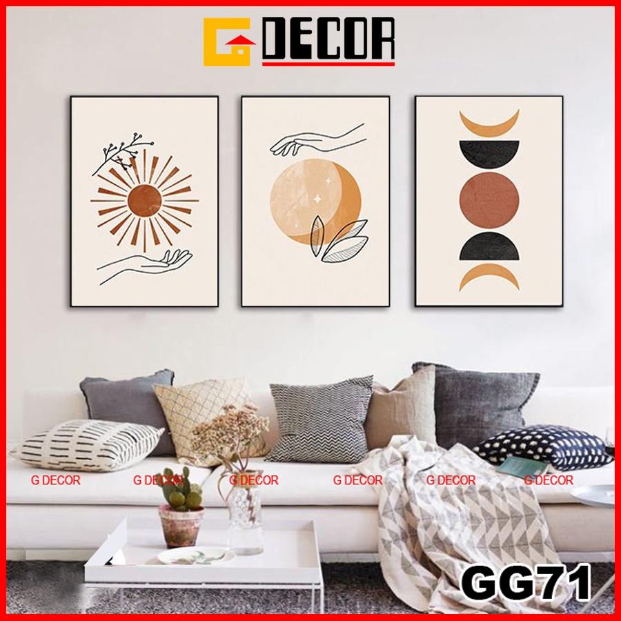 Tranh treo tường canvas 3 bức phong cách hiện đại Bắc Âu 71, tranh trừu tượng trang trí phòng khách, phòng ngủ, phòng ăn
