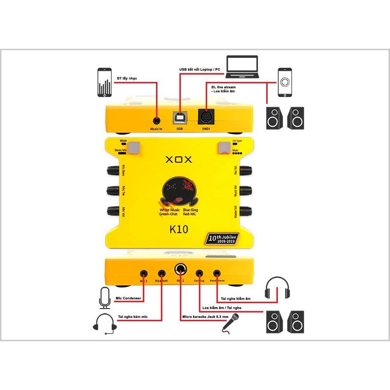 Combo livestream thu âm karaoke cao cấp micro k200 sound card XOX K10 Jubilee bảo hành 12t