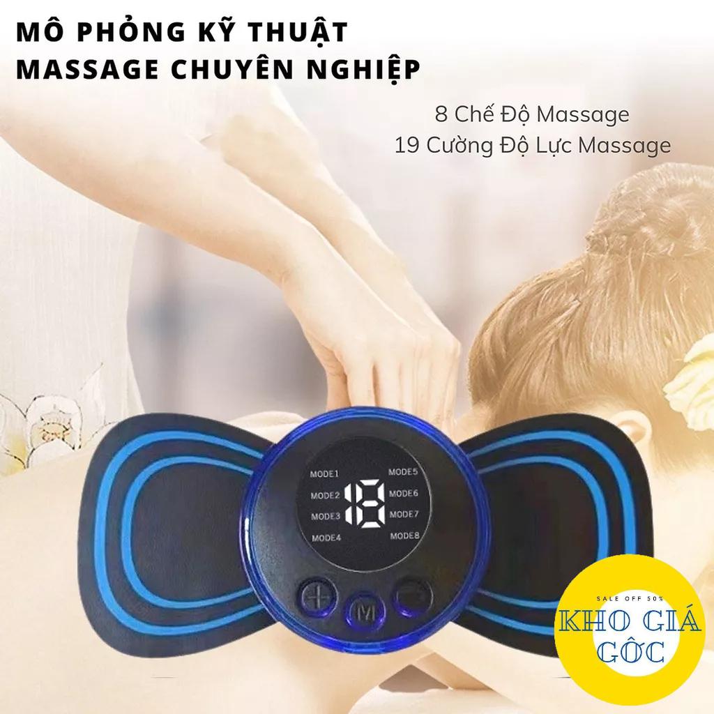 Miếng dán massage xung điện cổ vai gáy, bắp tay, lưng 8 chế độ mát-xa, sạc điện - Máy massage mini toàn thân khogiagpc