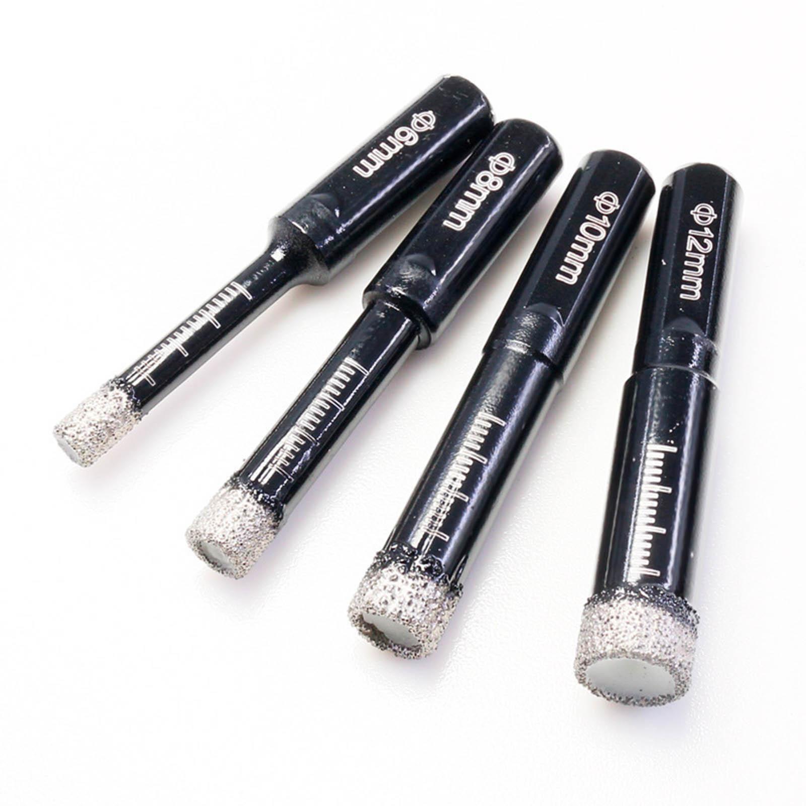 Dry Diamond Drill Bits Set 6/8/10/12mm Core Drill Bit Kit for Porcelain Marble Tile/Ceramic