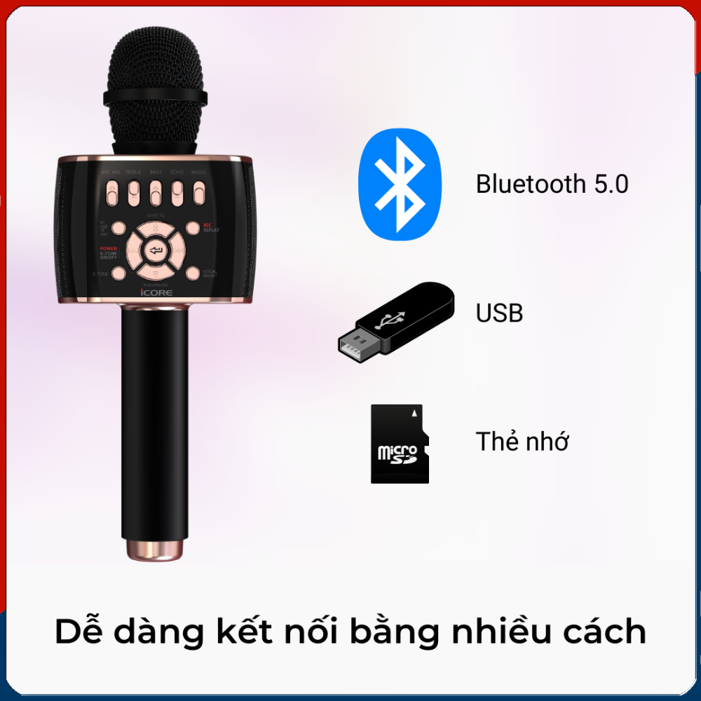 Micro Karaoke kèm loa bluetooth iCore M99-PRO - Hàng chính hãng