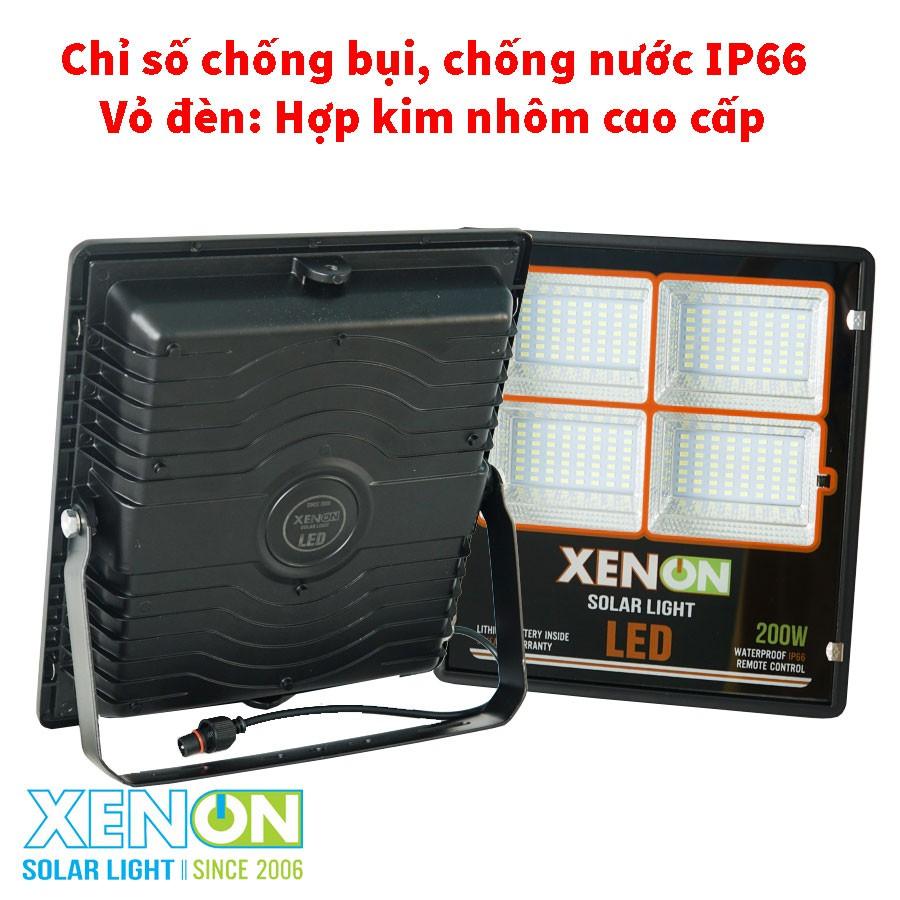 Đèn pha 200W năng lượng mặt trời chính hãng Xenon C-200W, dây dài 5m, ánh sáng trắng, chiếu sáng liên tục trên 14h