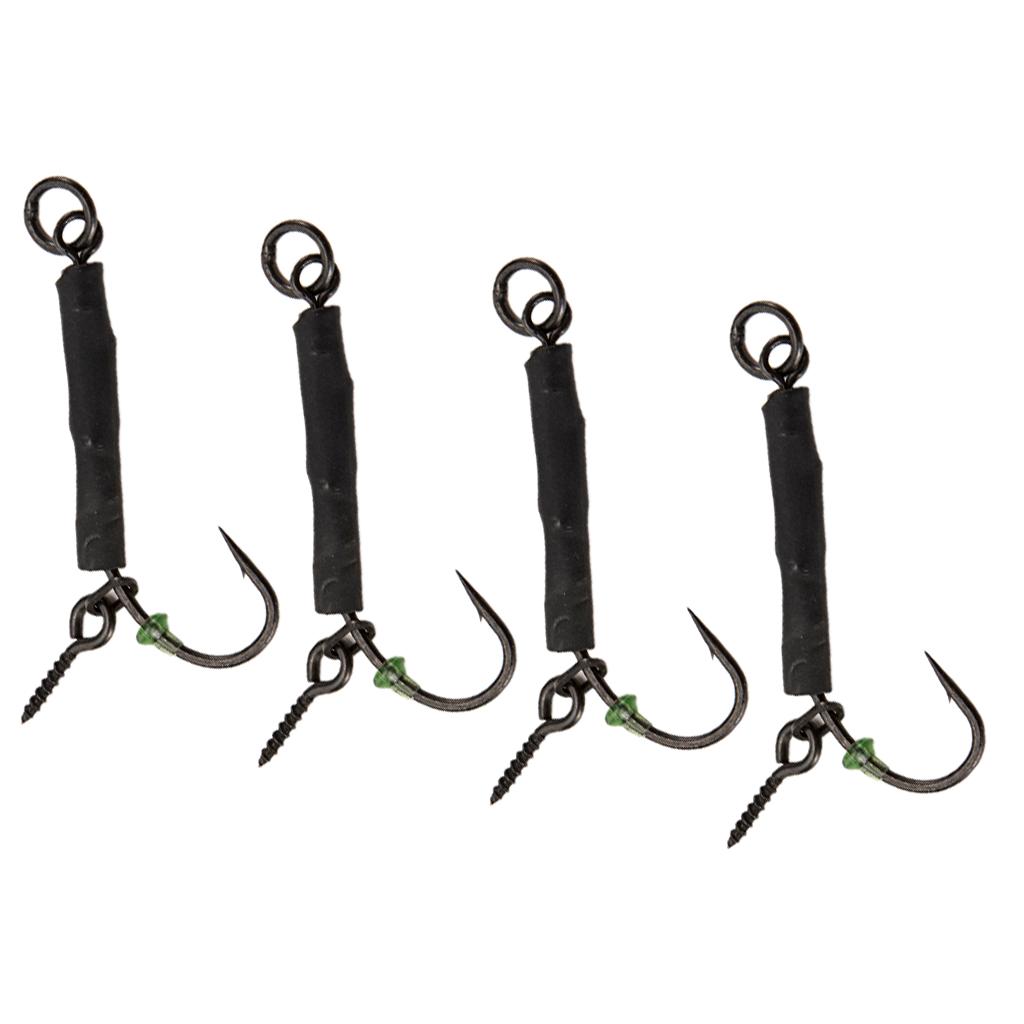 4pcs Fishing Ronnie Rigs Carp Fishing Spinner Rigs Assist Hooks 04 barbed