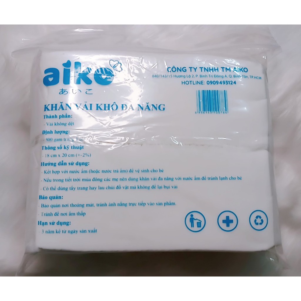 BỊCH KHĂN VẢI KHÔ ĐA NĂNG 500GR - AIKO (HÀNG VIỆT NAM CHẤT LƯỢNG CAO)