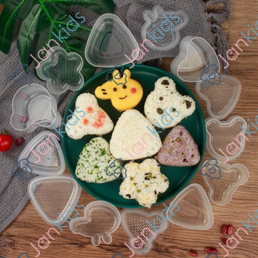 Set 7 khuôn làm cơm nắm sushi onigiri kiểu nhật cho bé, khuôn lam cơm tạo hình cho bé (tặng kèm thìa)