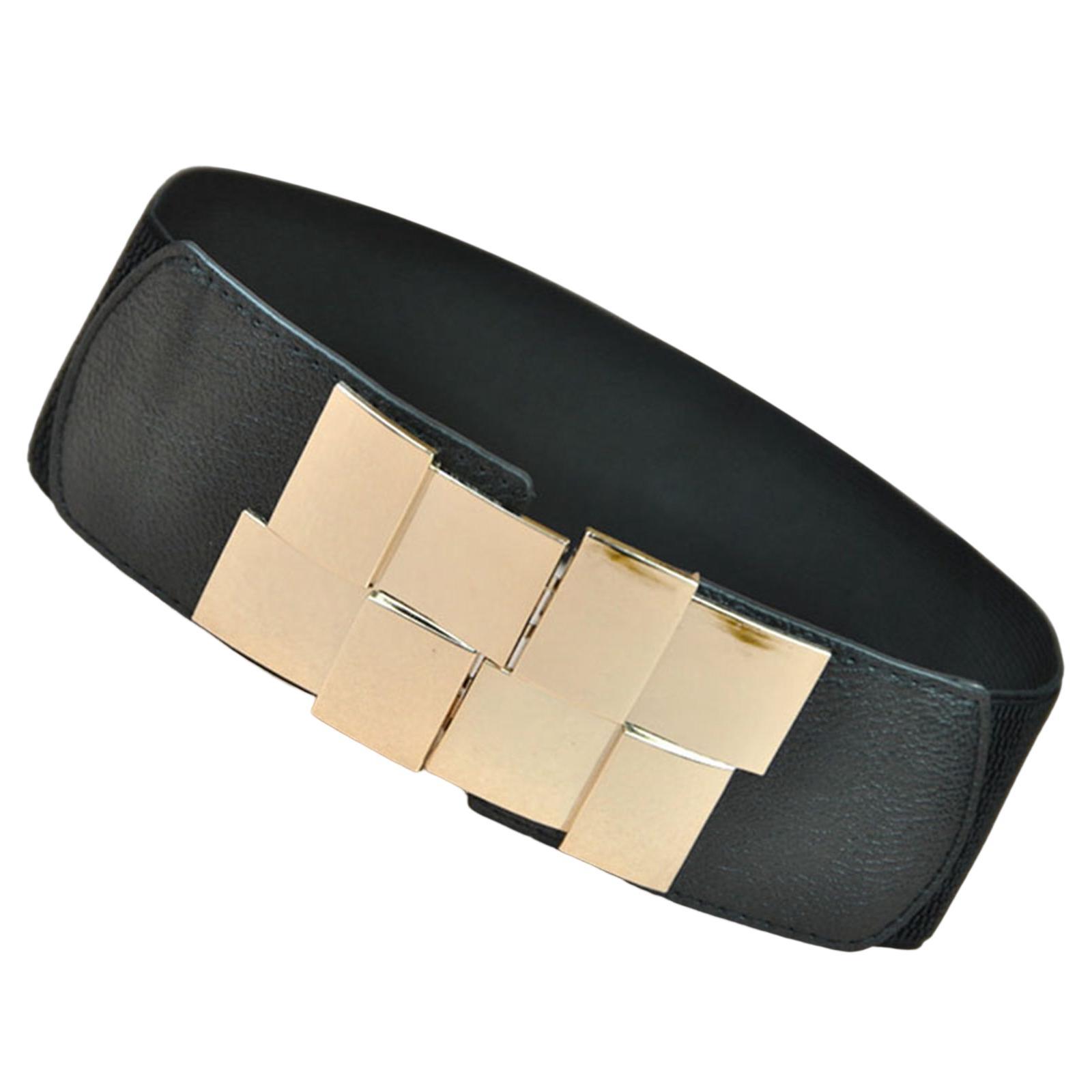 Wide Waist Skinny Belt Exquisite Fashion PU Elastic for Dress Coats Shirts Black
