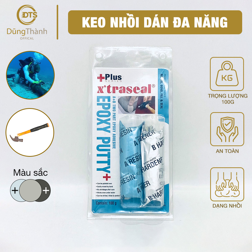 Keo dán ống nước X'TRASEAL Epoxy Putty trám đa năng an toàn da tay 100g dạng nhồi