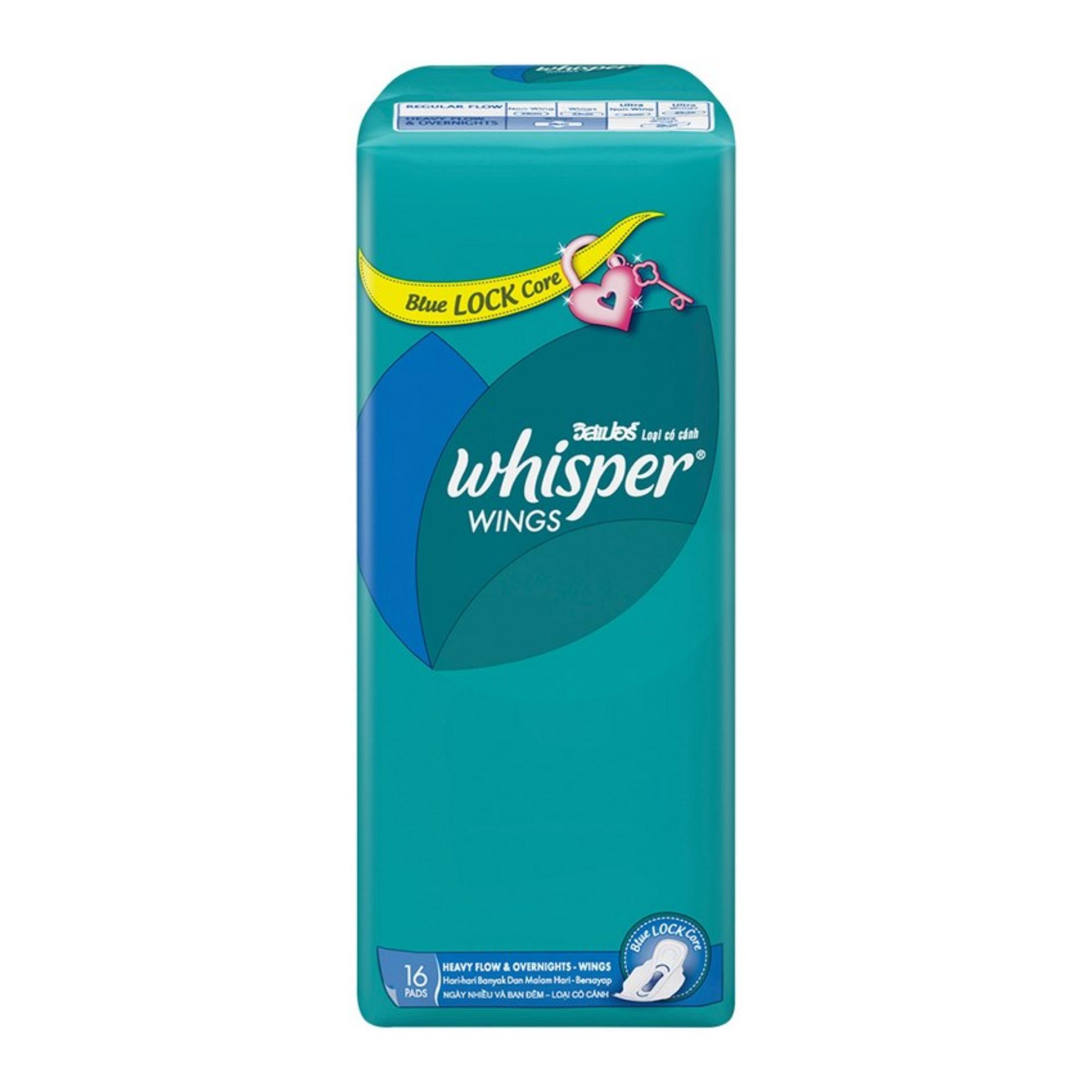 Băng Vệ Sinh WHISPER WINGS Có Cánh Ngày Nhiều Và Ban Đêm (Gói 16 Miếng)