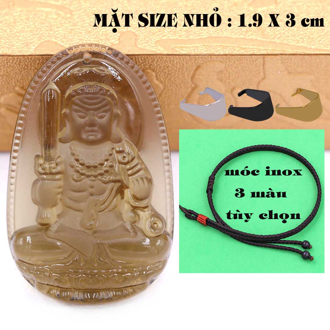 Mặt Phật Bất động minh vương đá obisdian  1.9cm x 3cm  kèm vòng cổ dây dù đen + móc inox vàng, Phật bản mệnh, mặt dây chuyền