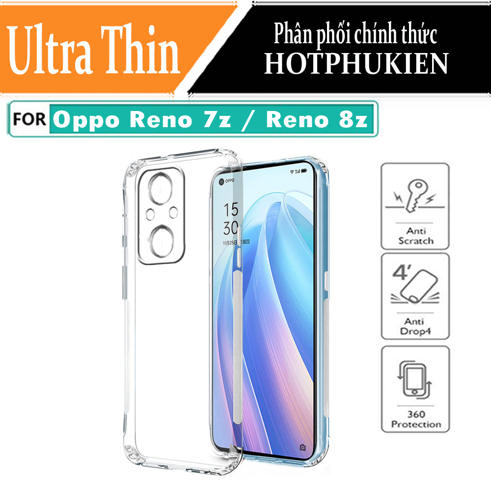 Ốp lưng silicon dẻo cho Oppo Reno 7z / Reno 8z hiệu Ultra Thin trong suốt mỏng 0.6mm độ trong tuyệt đối chống trầy xước - Hàng nhập khẩu