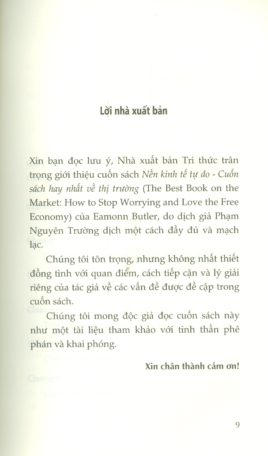 NỀN KINH TẾ TỰ DO – Cuốn sách hay nhất về thị trường - Eamonn Butler – Phạm Nguyên Trường dịch - NXB Tri Thức