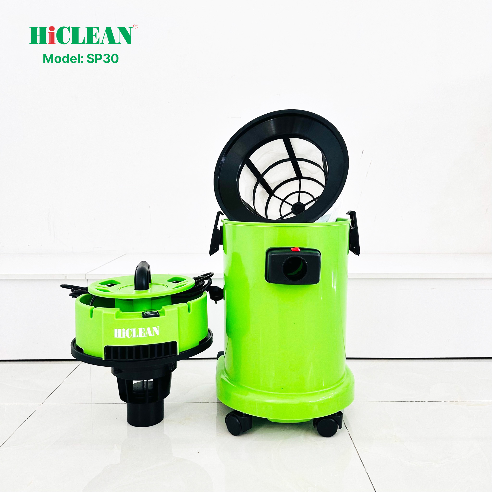 Máy hút bụi khô và ướt HiClean SP30, công suất 1500W, thùng nhựa ABS, dung tích 30L - Hàng Chính Hãng