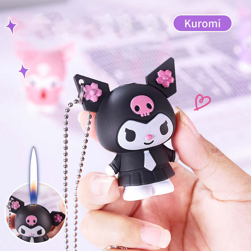 Hột quẹt bật lửa hoạt hình Kuromi có dây đeo - xài gas