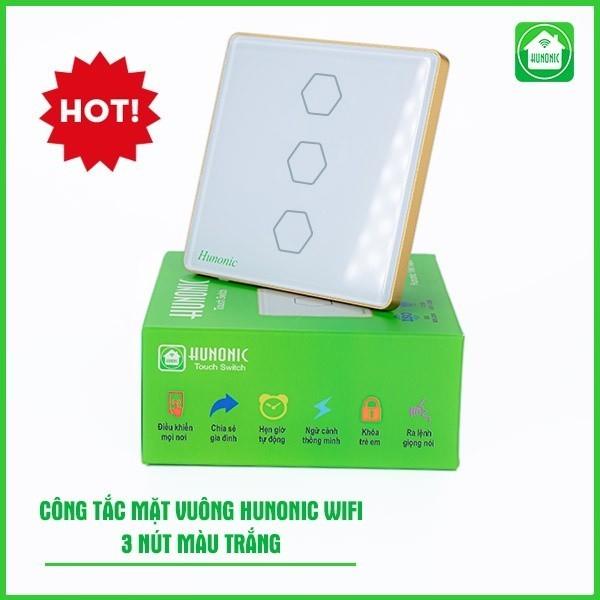 Công Tắc Cảm Ứng Hunonic Wifi Mặt Vuông, Điều Khiển Mọi Thiết Bị Từ Xa Qua Điện Thoại Và Giọng Nói