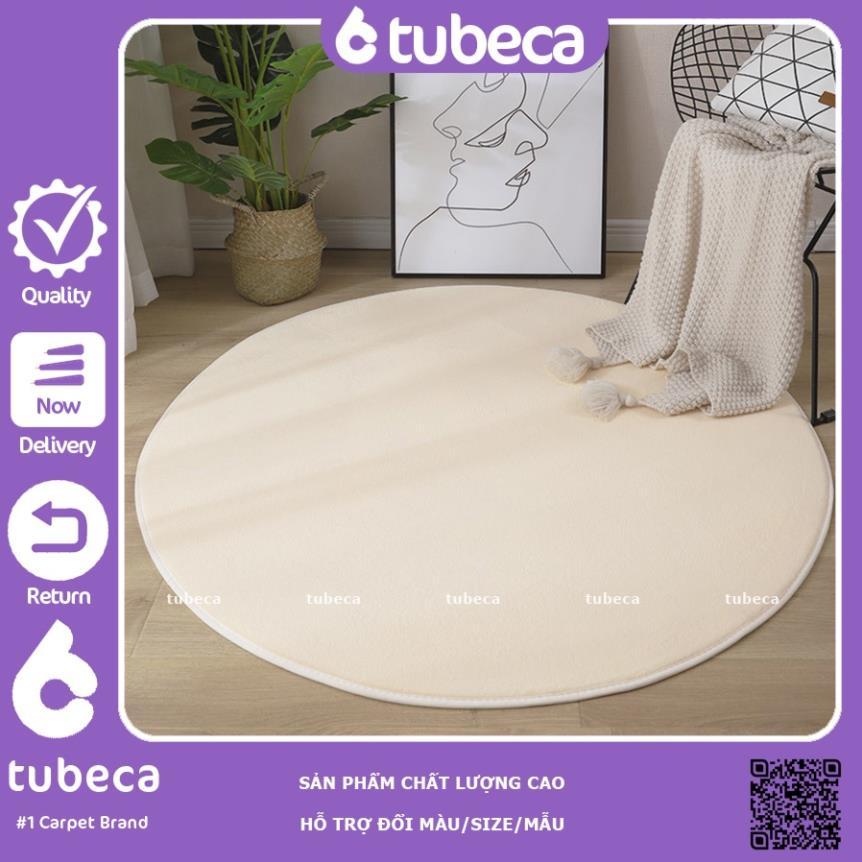 Thảm NHUNG nỉ tròn cao cấp | Trải sàn | Màu Trắng Sữa | 80cm và 1m | TUBECA