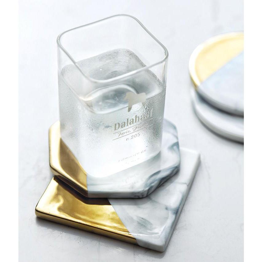 Bộ 4 miếng lót ly đá Marble Cup Mat Luxury Phong cách Quý Tộc Emily