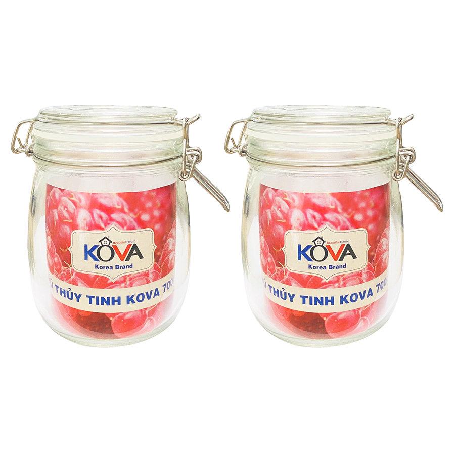 Bộ 2 Hũ Thủy Tinh Tròn Kova Có Khóa 700ml