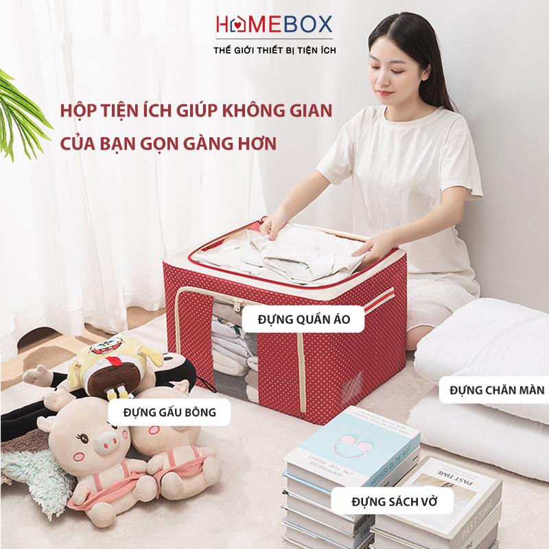 Túi Vải Đựng Quần Áo, Chăn Màn - Hộp Vải Đựng Đồ Khung Thép Chịu Lực Cao Cấp - Chính Hãng JYooHome