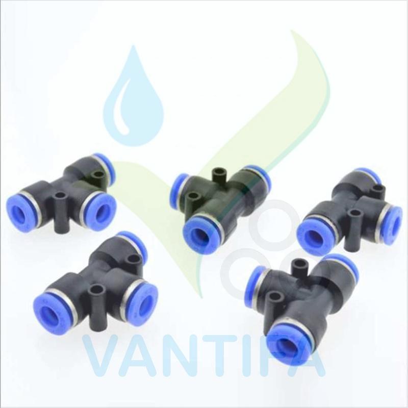Tê chia nối nhanh ống 8mm phun sương, ống hơi khí nén
