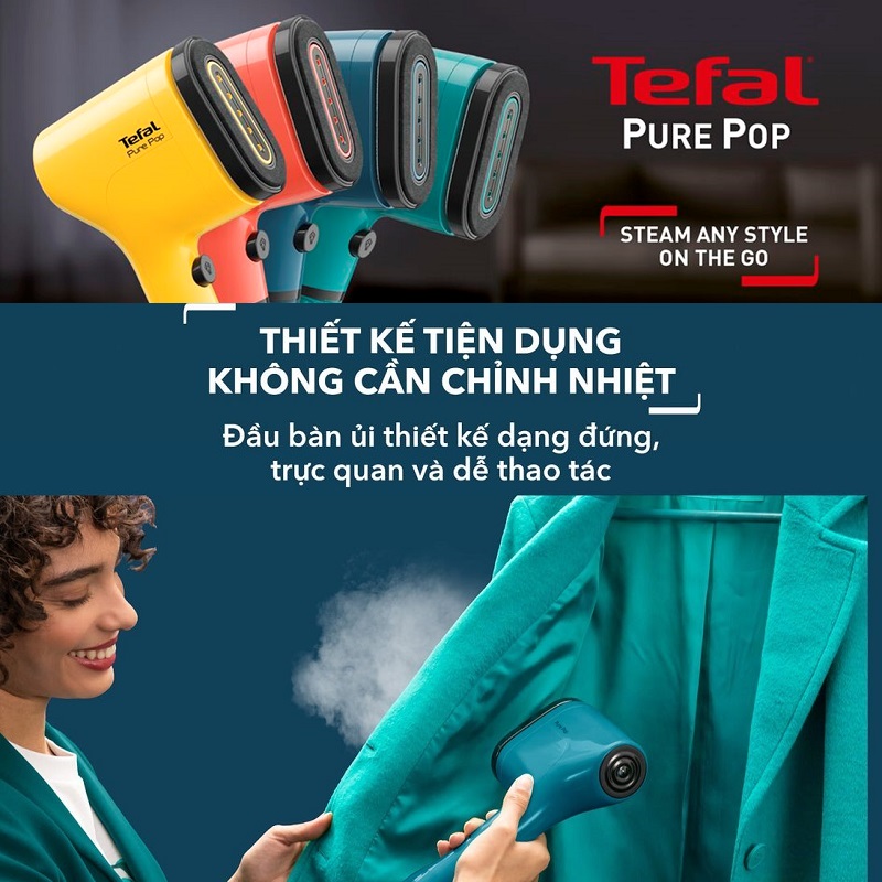 Bàn ủi hơi nước cầm tay Tefal Pure Pop - Hàng chính hãng