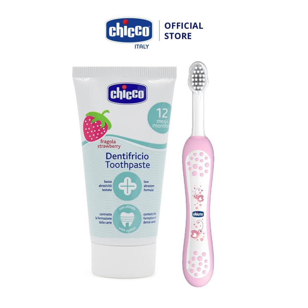 Combo Kem đánh răng Chicco + Bàn chải đánh răng Bướm hoa Chicco