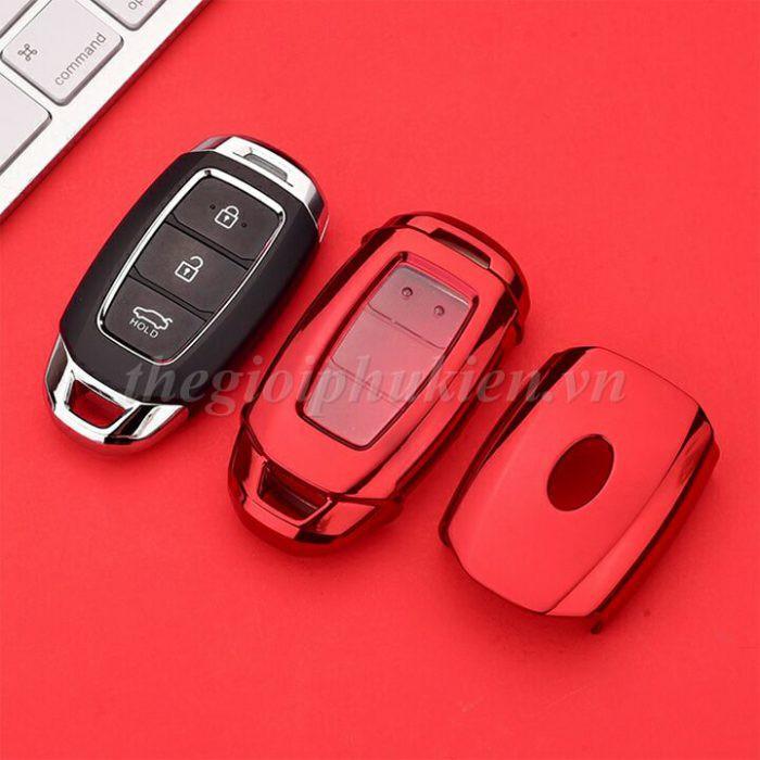 Ốp silicon màu bảo vệ chìa khóa xe Hyundai Accent, Hyundai Kona, Hyundai Santafe 2019 kèm móc đeo INOX