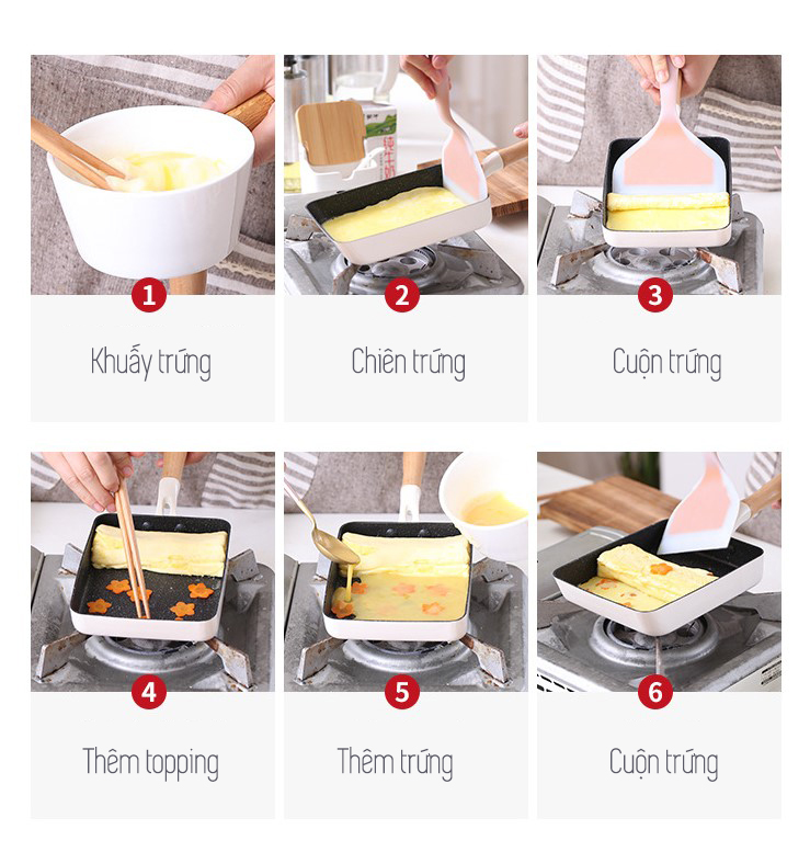 Chảo Chiên Trứng Cuộn, Trứng Rán Tamagoyaki đáy từ